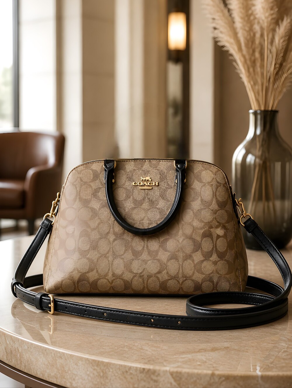 Vintage Coach Lillie Signature Carryall In Signatue Canvas Gold Tone Hardware - Picture 2 of 16